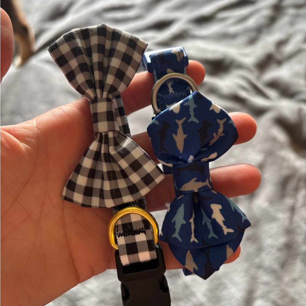 Checkered and Shark Pattern Bow Tie Collars